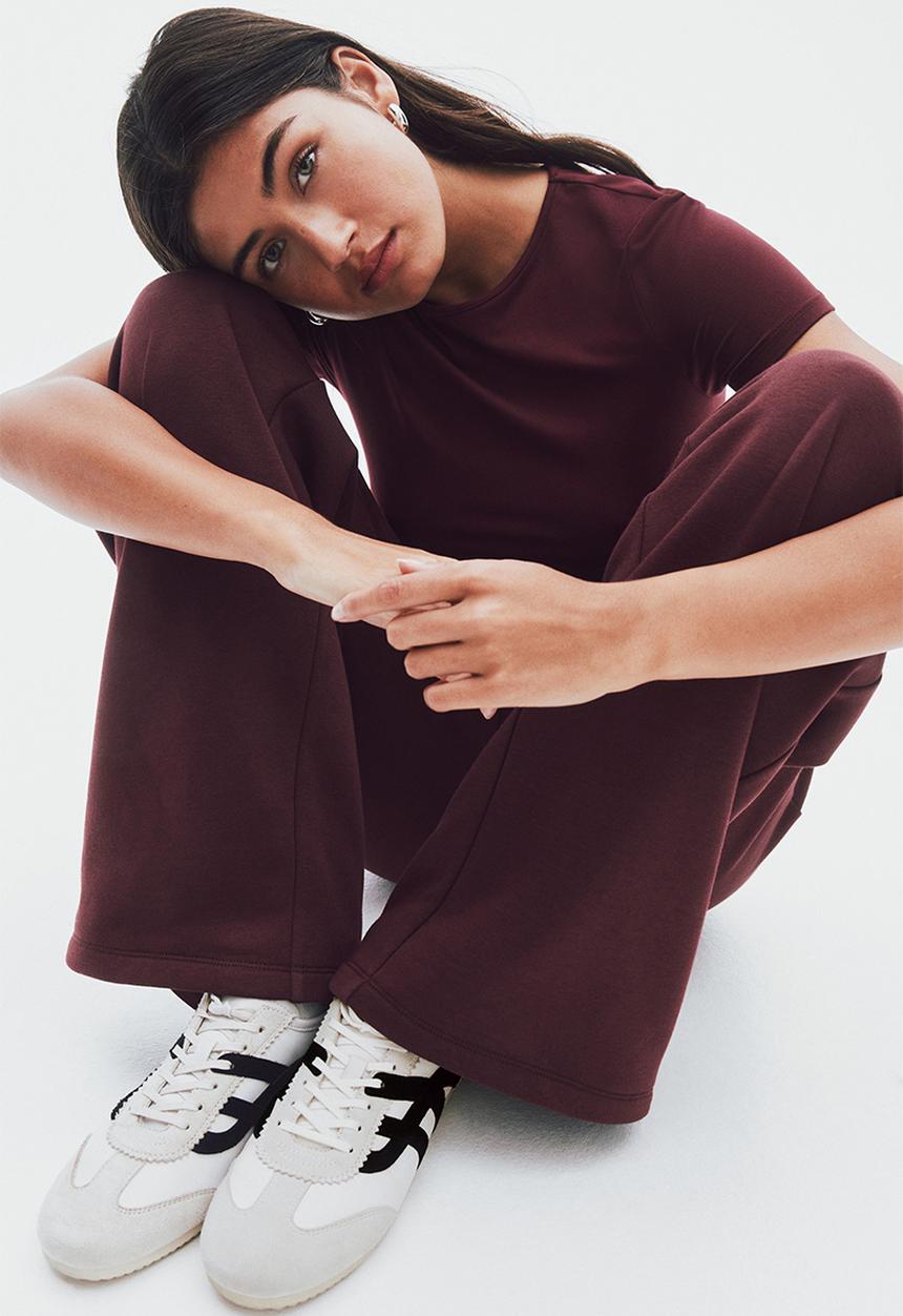 H&M - Microfibre T-shirt - burgundy