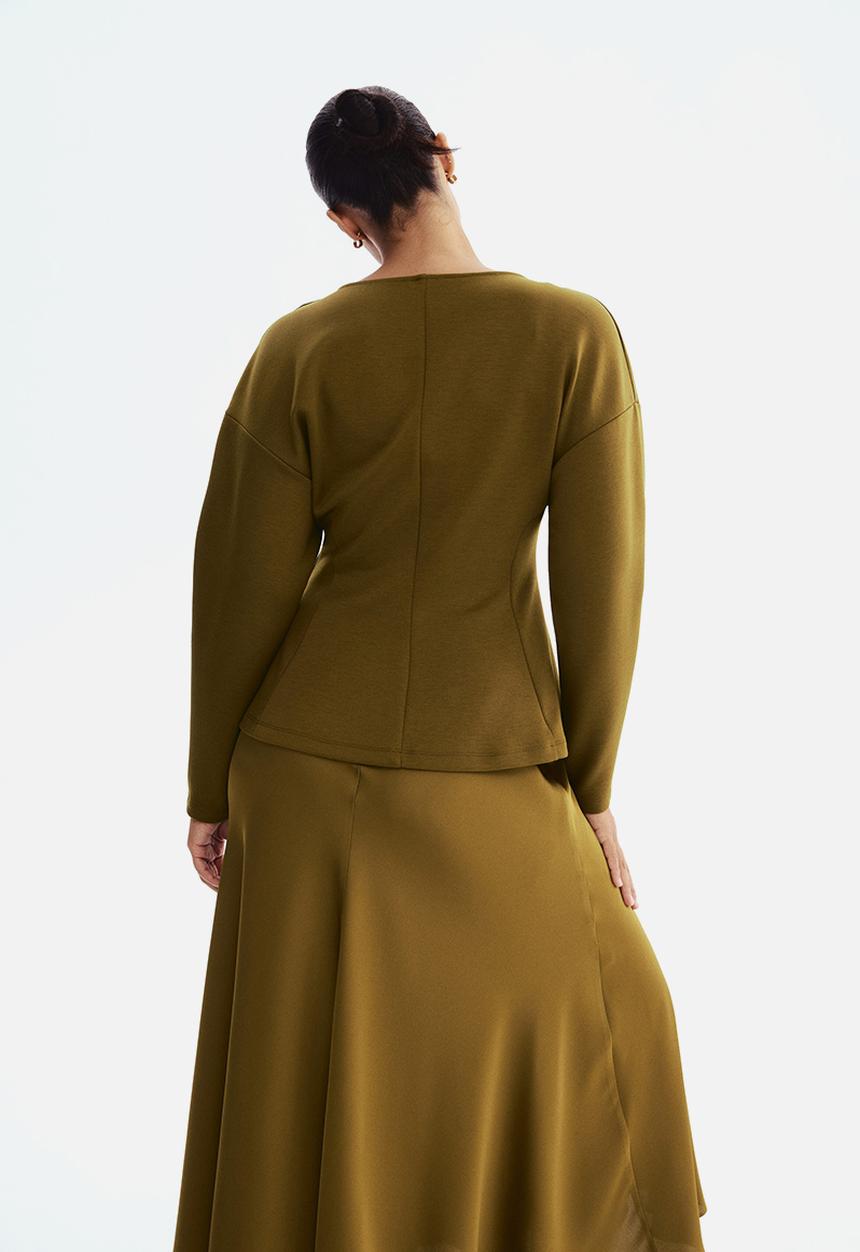 H&M - Waisted scuba top - dark green