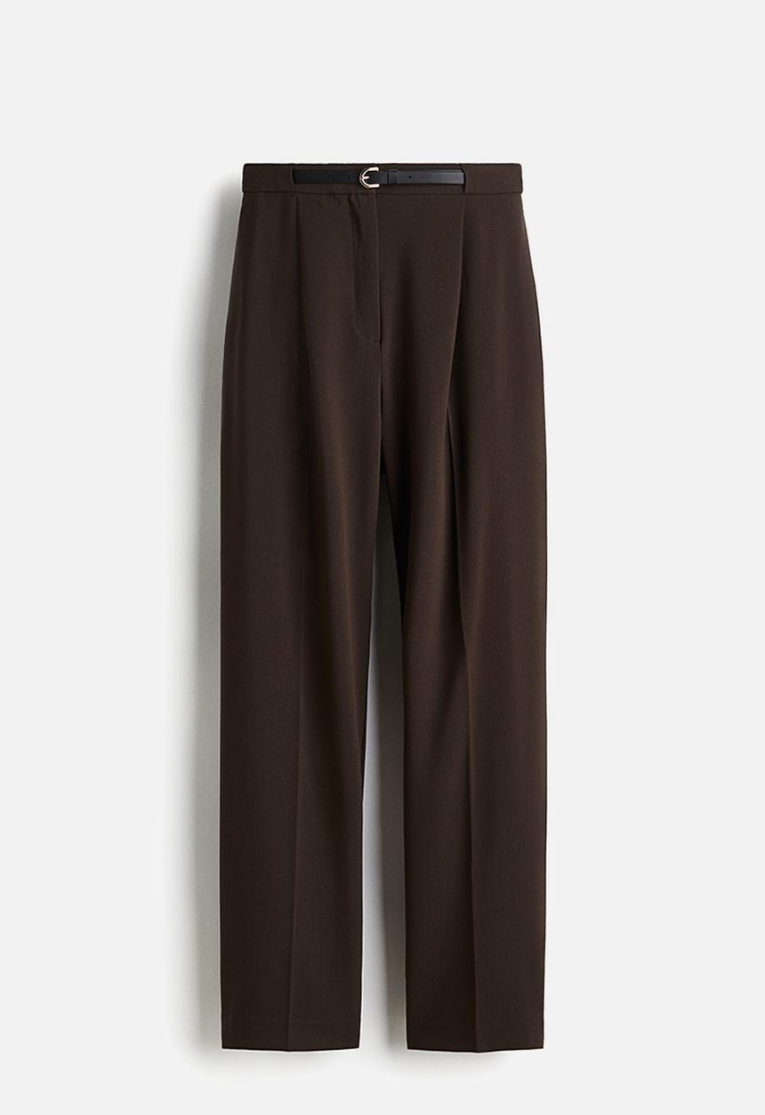 H&M - Tailored belted trousers - dark brown