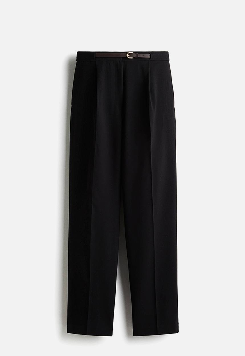 H&M - Tailored belted trousers - black