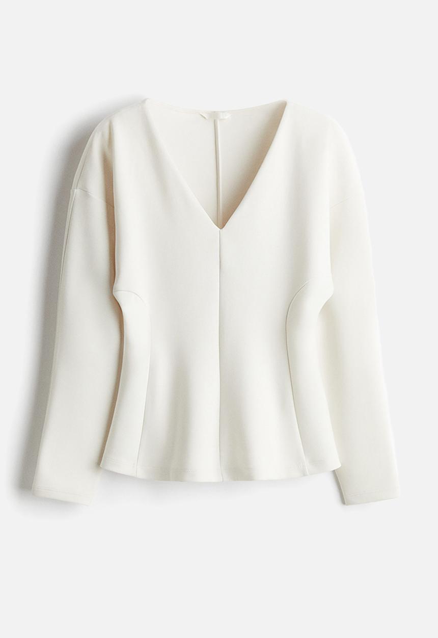H&M - Waisted scuba top - white
