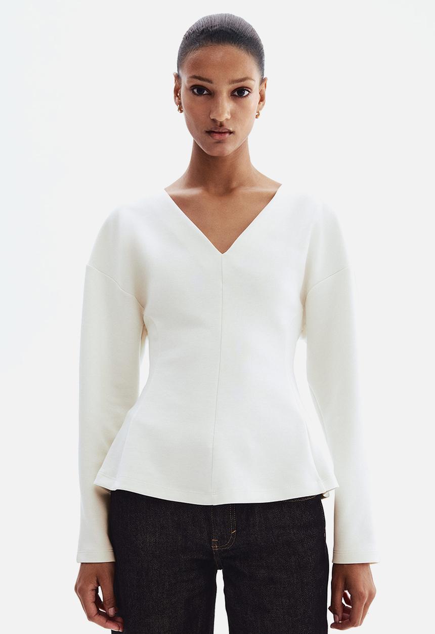 H&M - Waisted scuba top - white