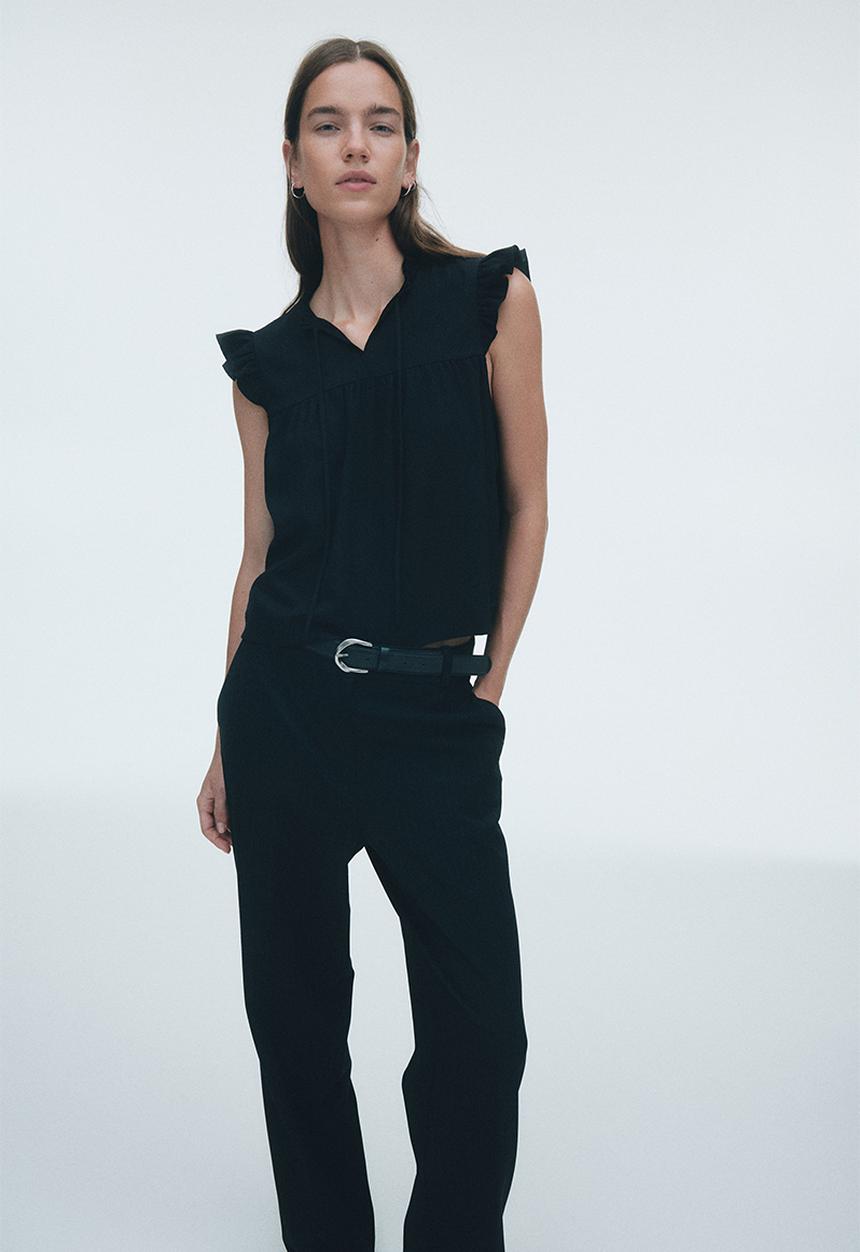 H&M - Crinkled top - black