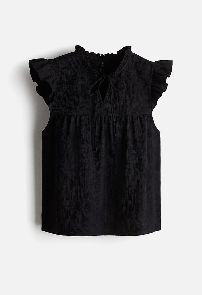 H&M - Crinkled top - black