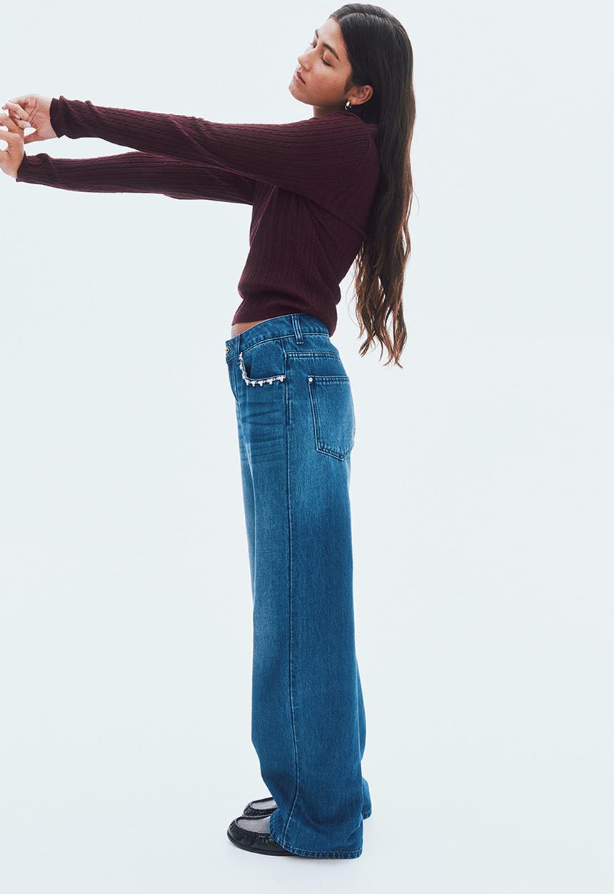 H&M - Cable-knit jumper - dark burgundy 