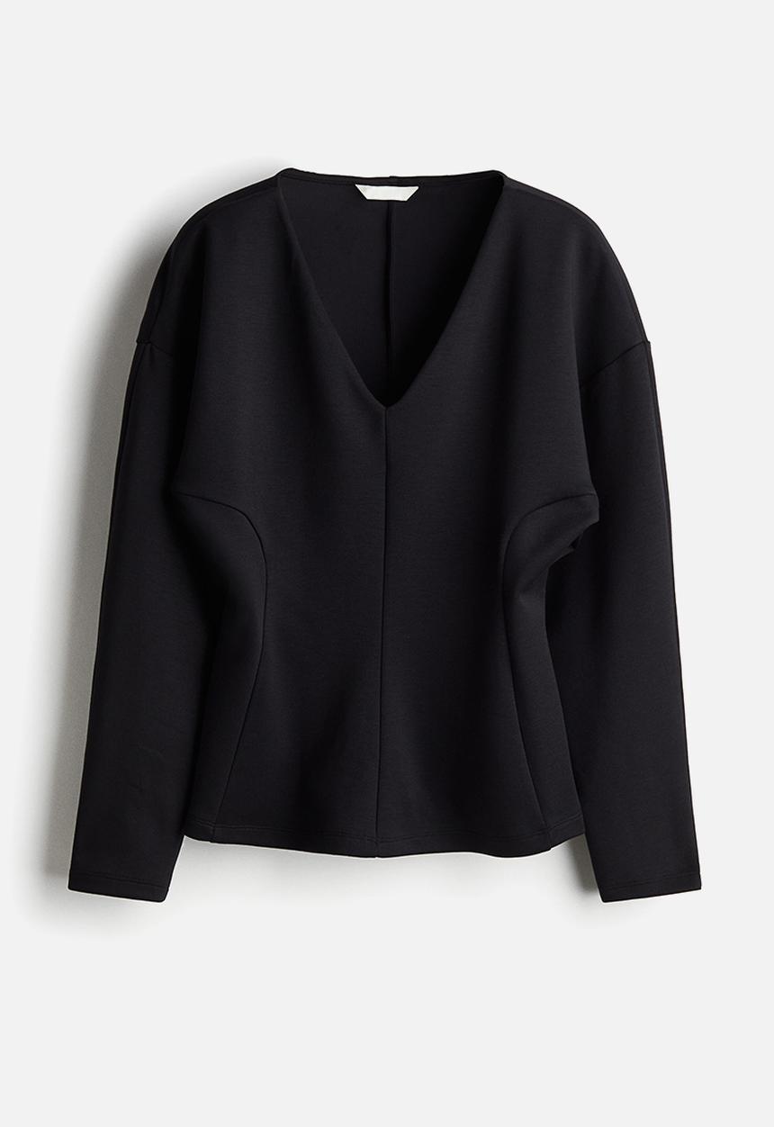 H&M - Waisted scuba top - black