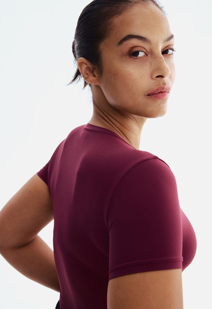 H&M - Short-sleeved microfibre body -  burgundy