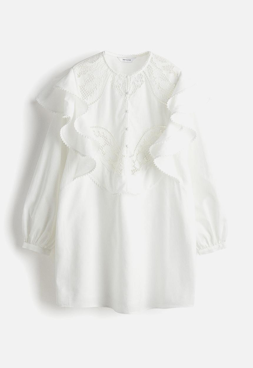 H&M - Linen-blend tunic dress - white