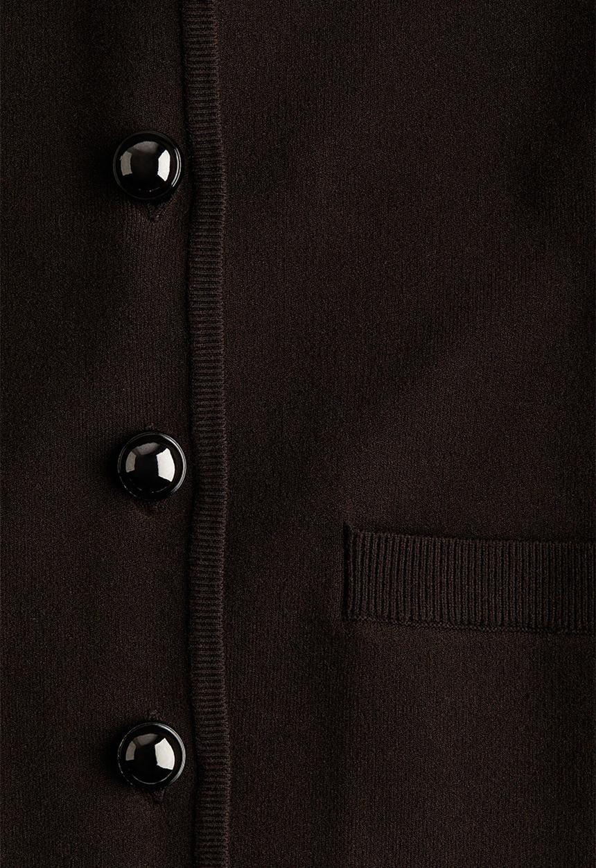 H&M - Fine-knit collared cardigan - dark brown