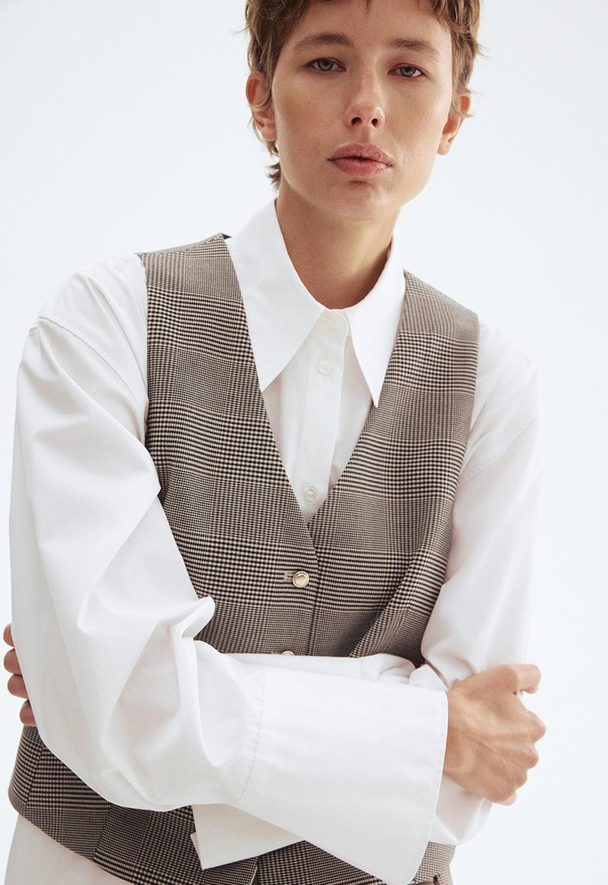 H&M - V-neck waistcoat - dark brown checked