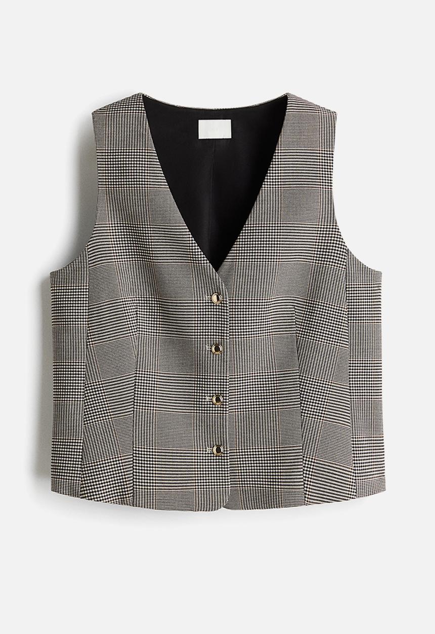 H&M - V-neck waistcoat - dark brown checked