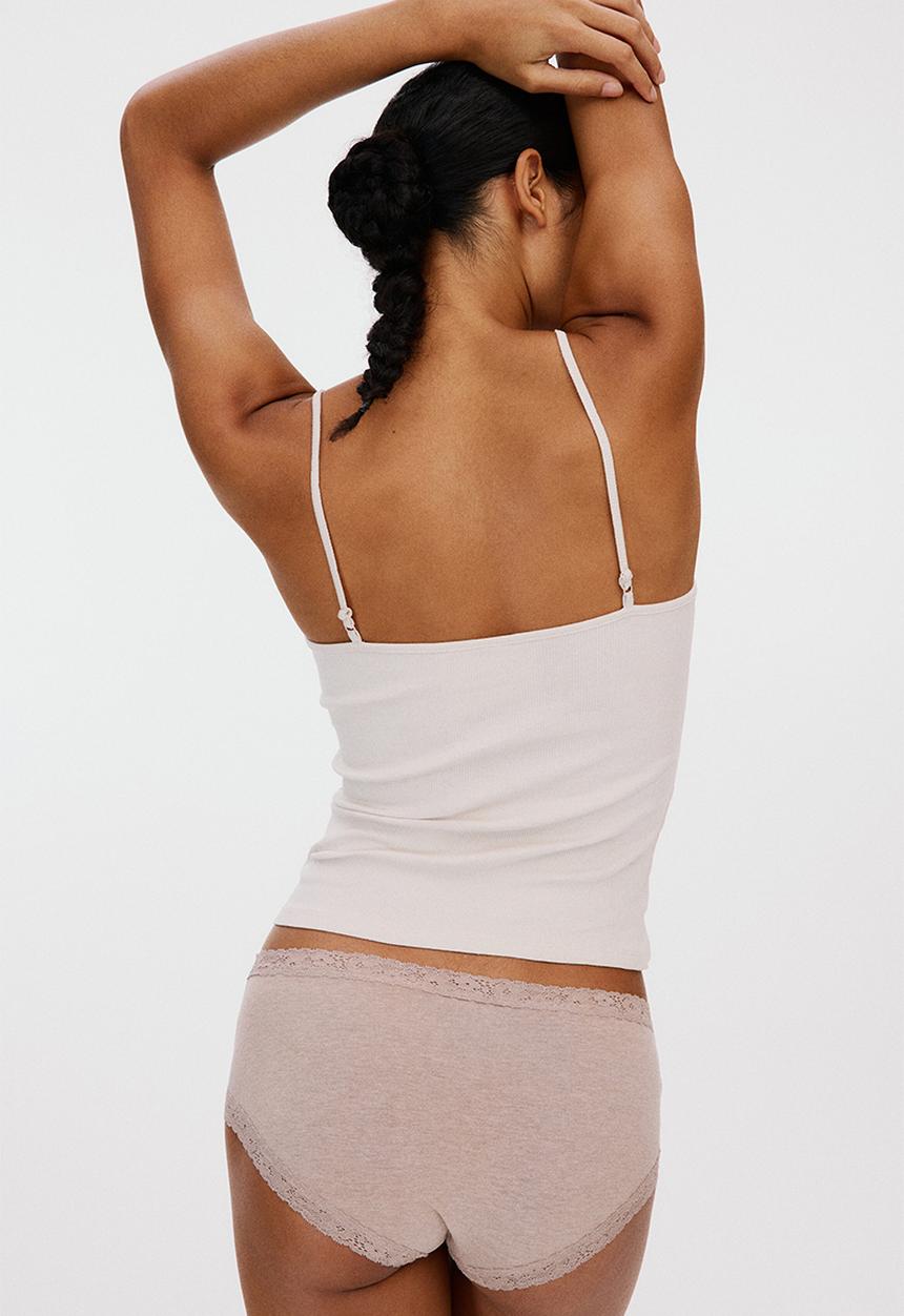 H&M - 3-pack lace-trimmed hipster briefs - mole