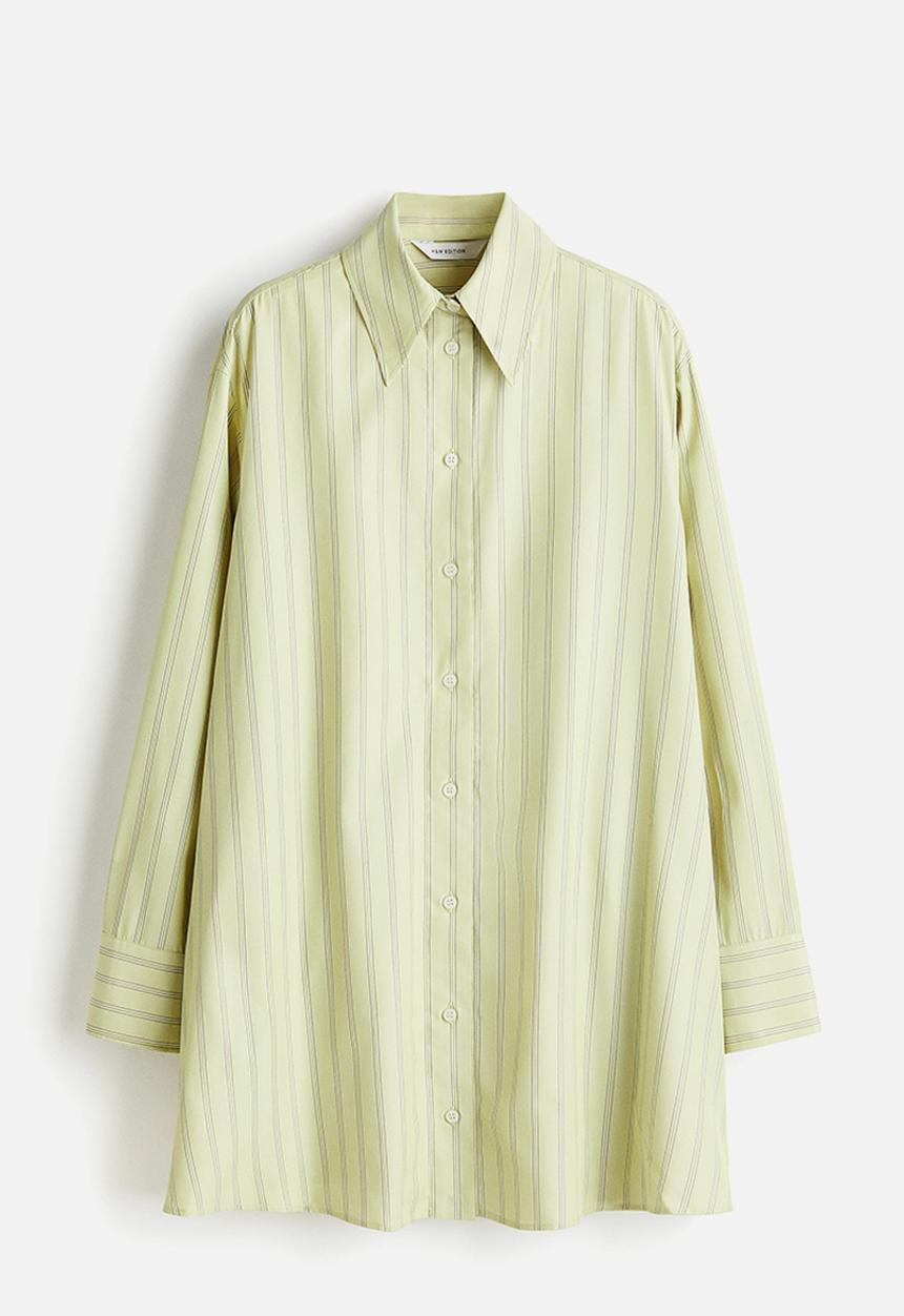 H&M - A-line shirt dress - light green/striped