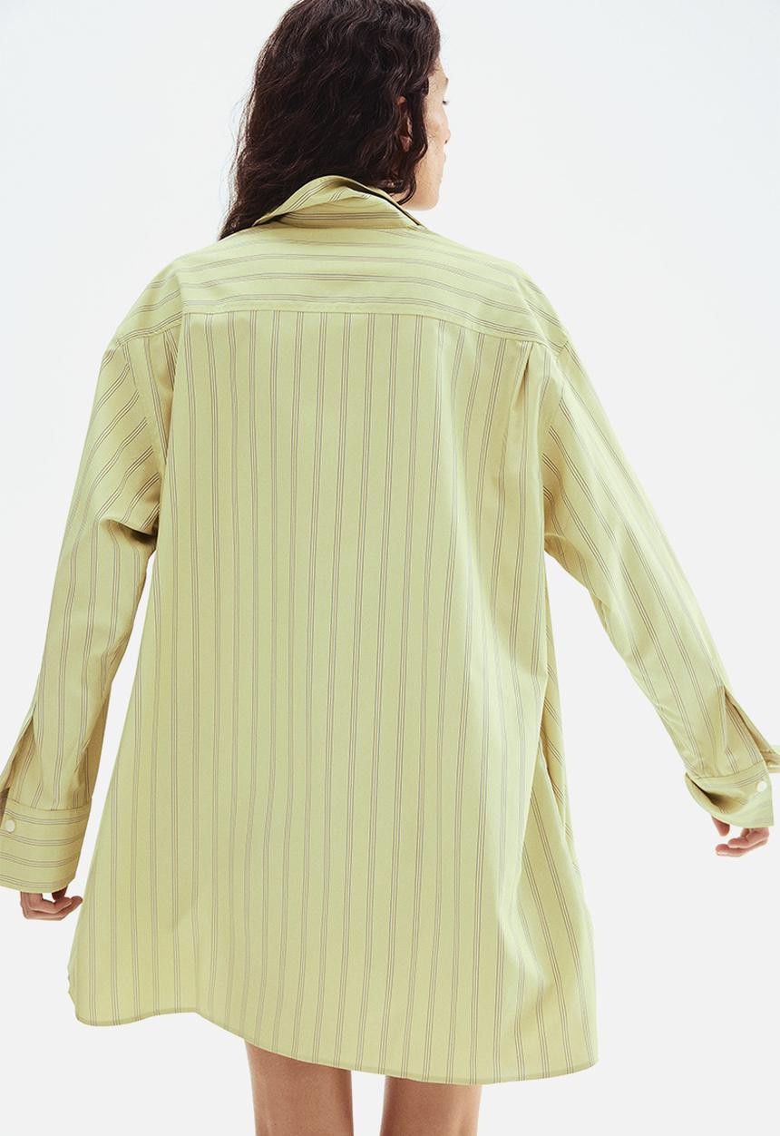 H&M - A-line shirt dress - light green/striped