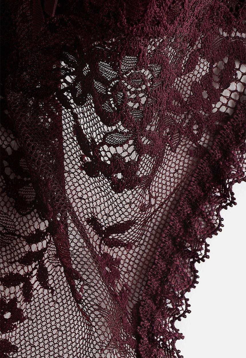 H&M - 2-Pack lace thong briefs - burgundy