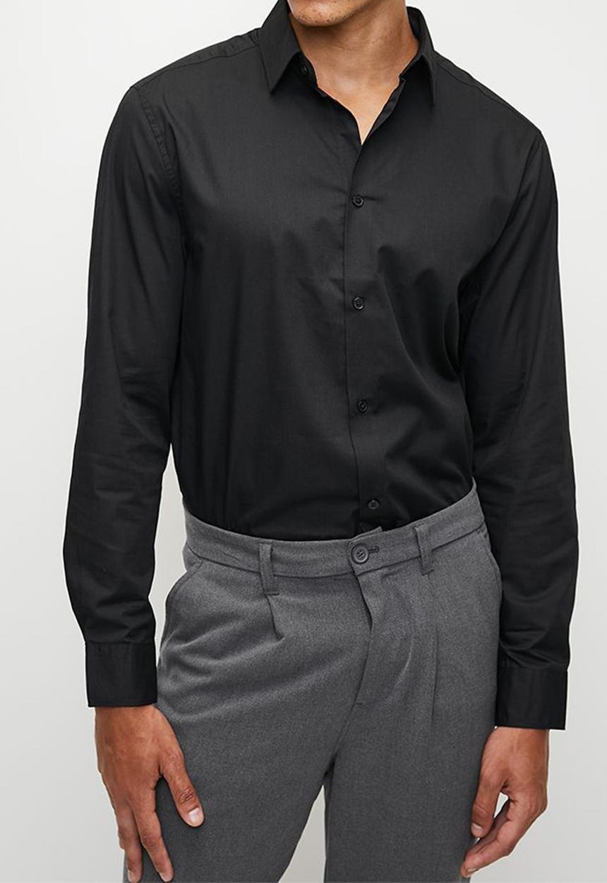H&M - Regular fit easy-iron shirt - black