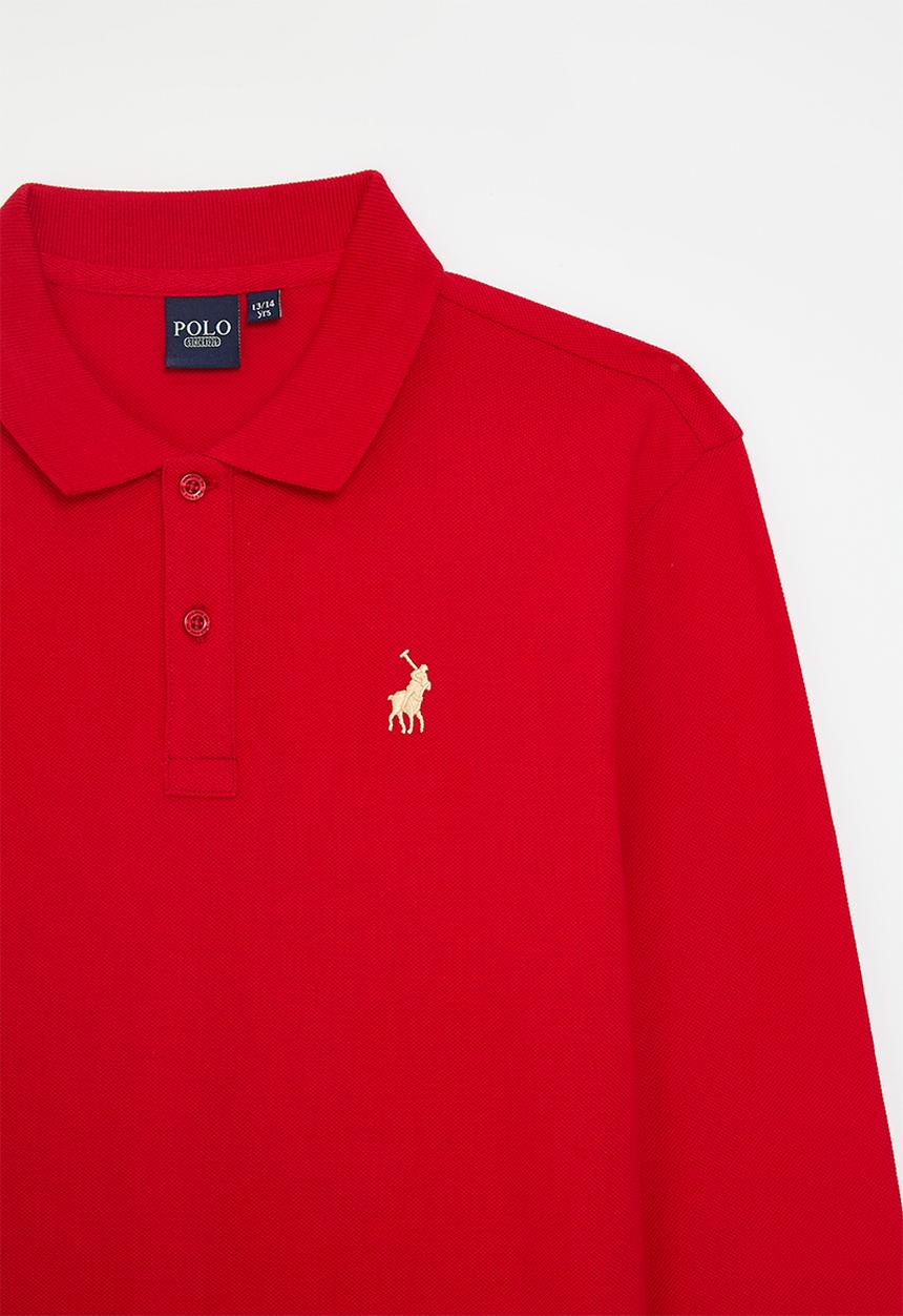 POLO - Boys robert long sleeve golfer - red