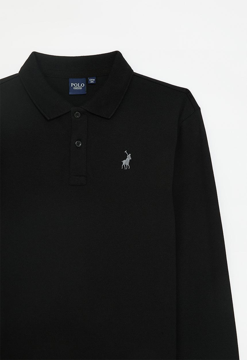 POLO - Boys robert long sleeve golfer - black