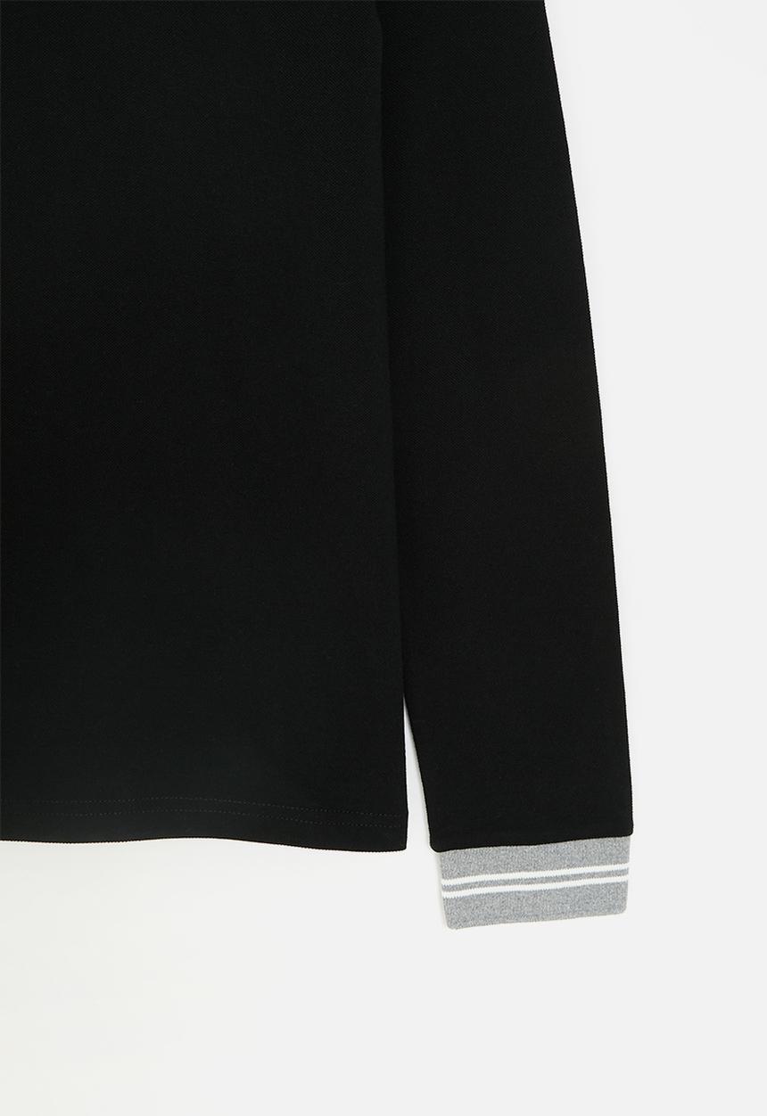 POLO - BOYS KYLE EMBROIDERED PIQUE LS TEE - BLACK