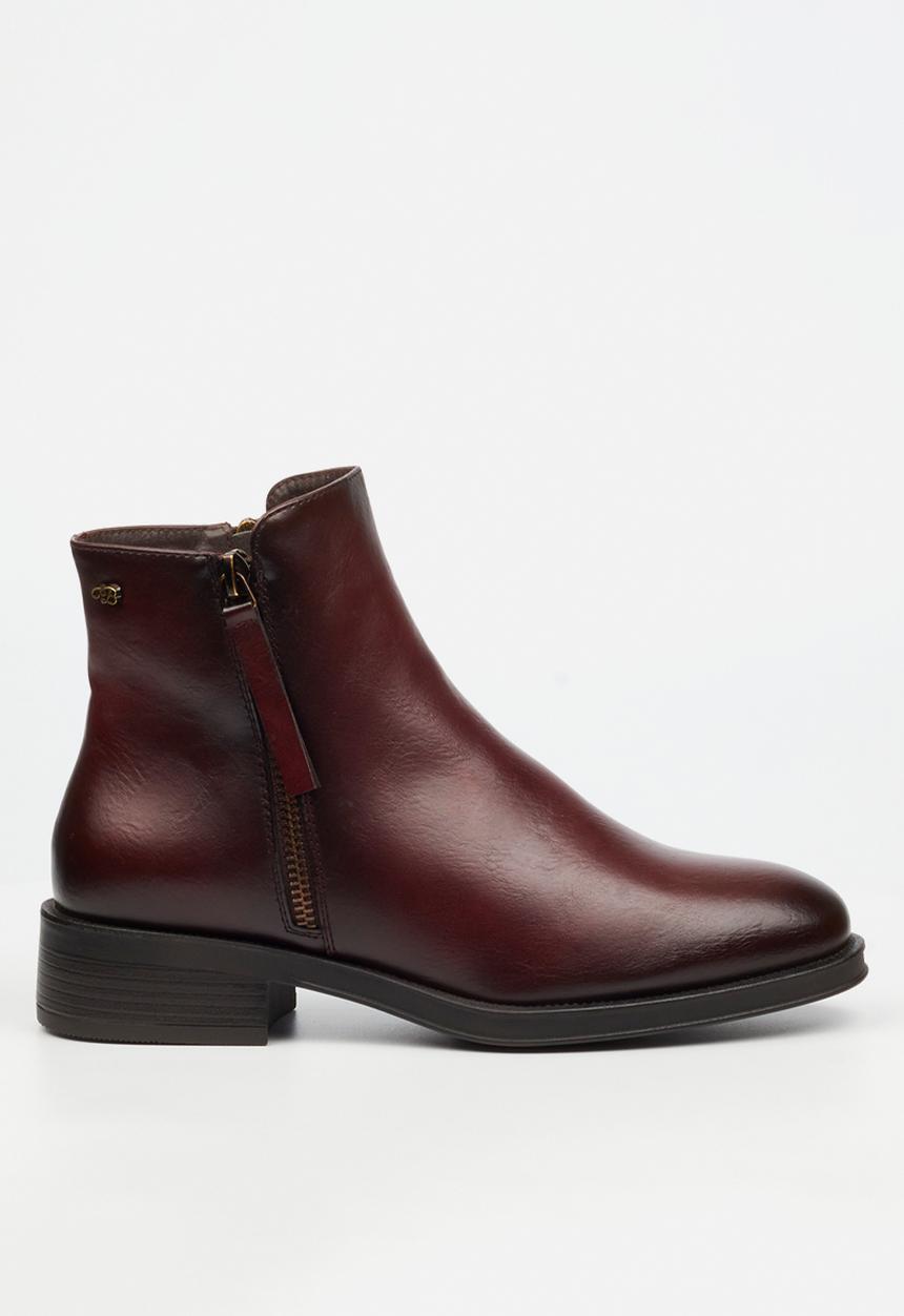 Miss Black - Deer 1 side zip ankle boot - burgundy