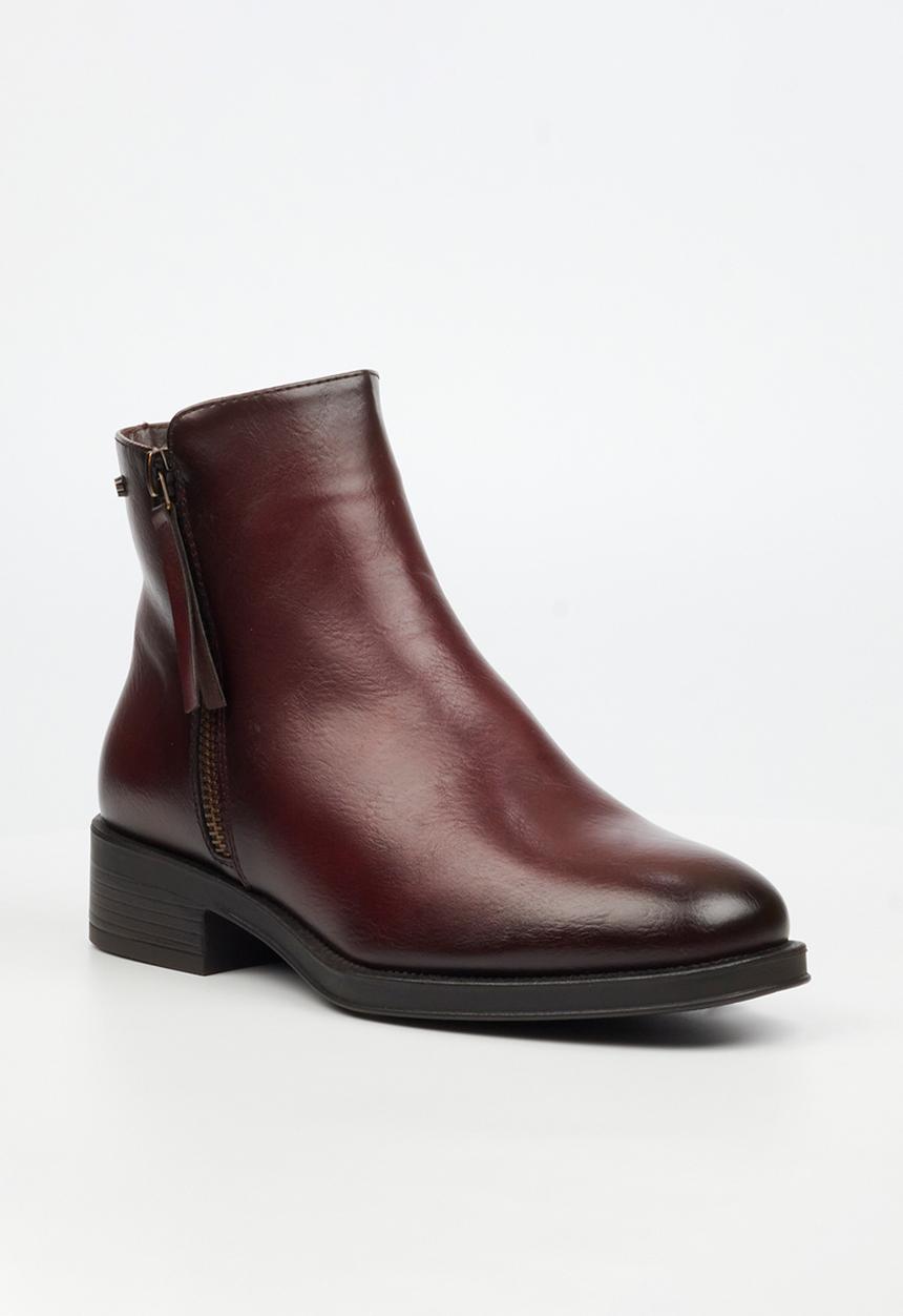 Miss Black - Deer 1 side zip ankle boot - burgundy