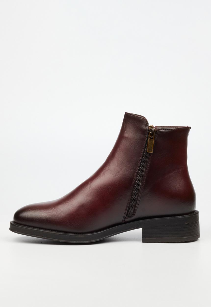 Miss Black - Deer 1 side zip ankle boot - burgundy