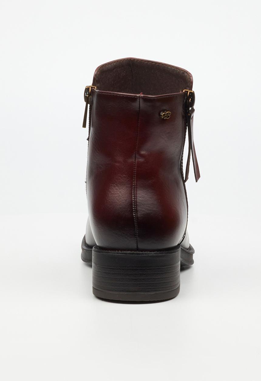 Miss Black - Deer 1 side zip ankle boot - burgundy