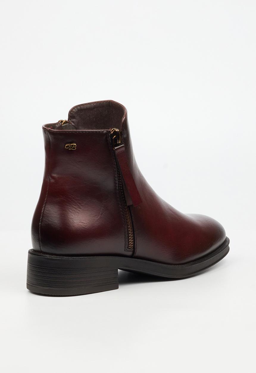 Miss Black - Deer 1 side zip ankle boot - burgundy