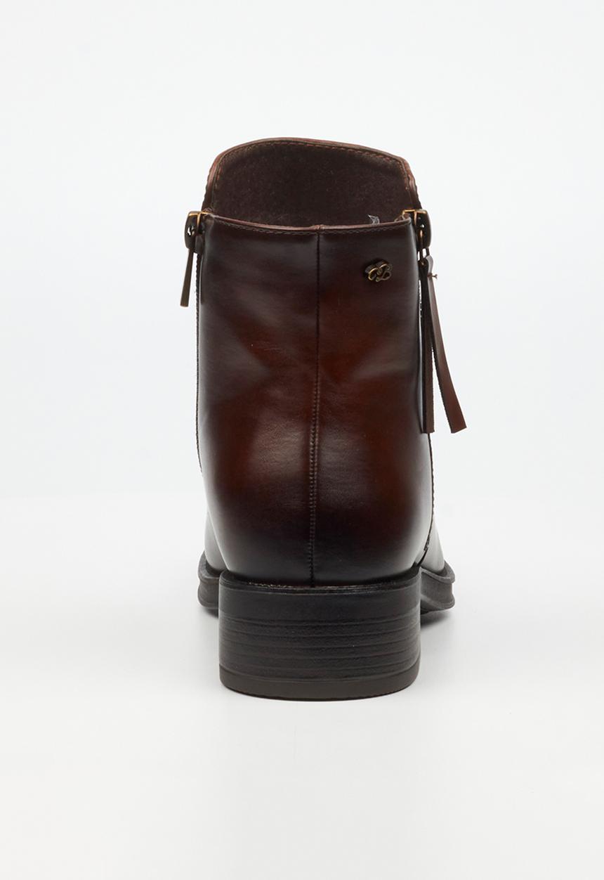 Miss Black - Deer 1 side zip ankle boot - chocolate
