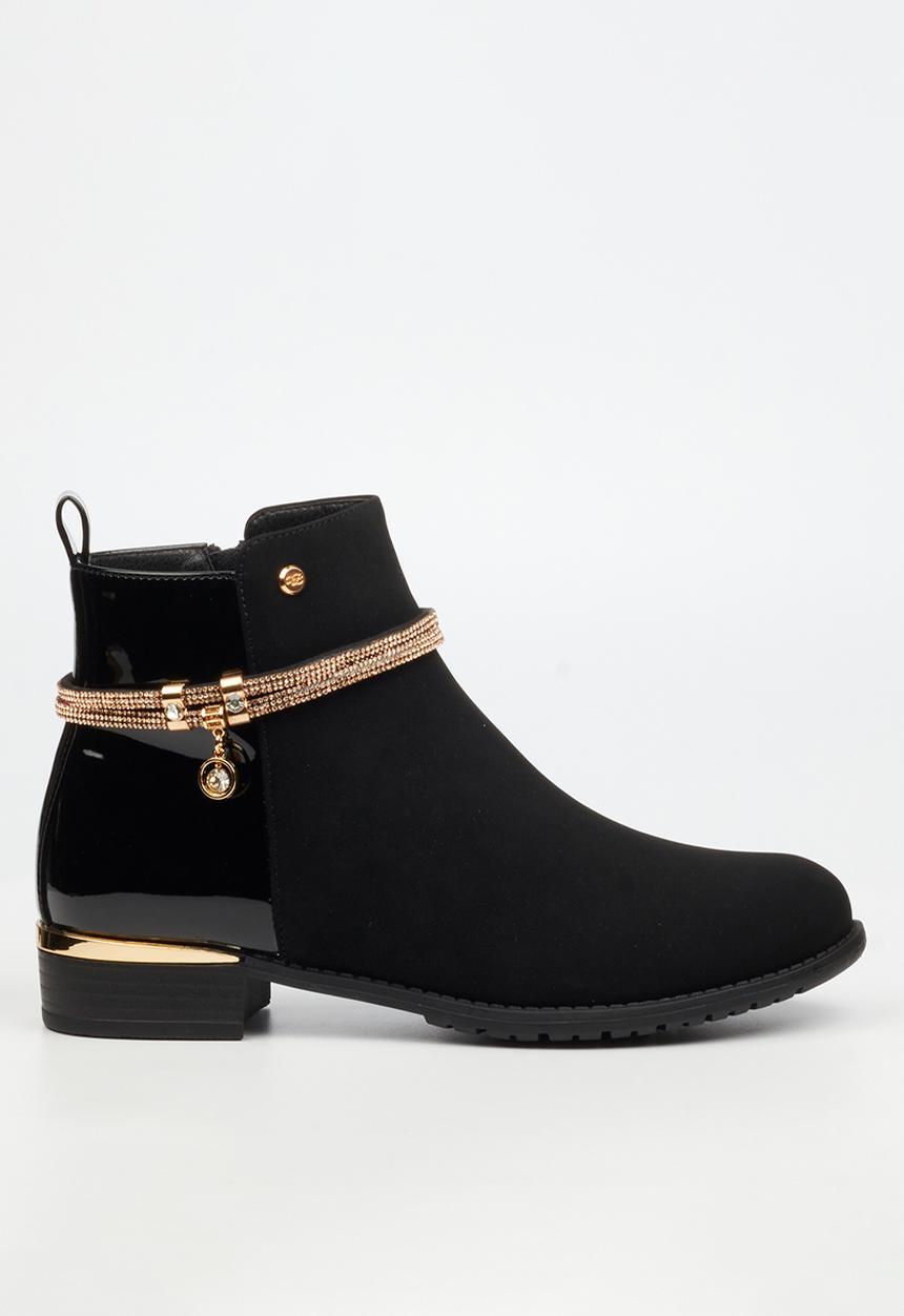 Miss Black - Hadar 20 diamante charm ankle boot - black