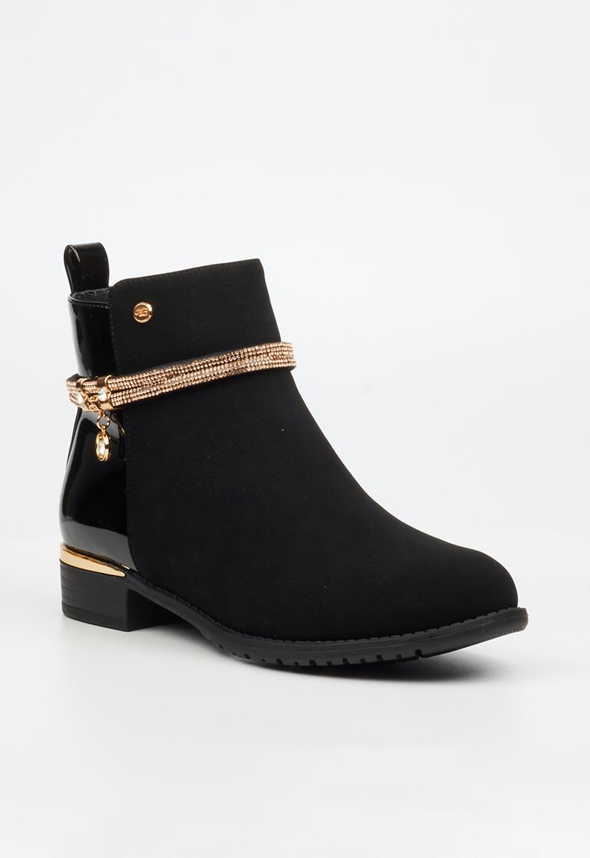 Miss Black - Hadar 20 diamante charm ankle boot - black