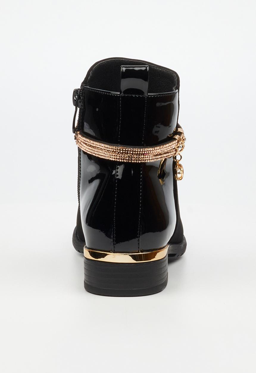 Miss Black - Hadar 20 diamante charm ankle boot - black