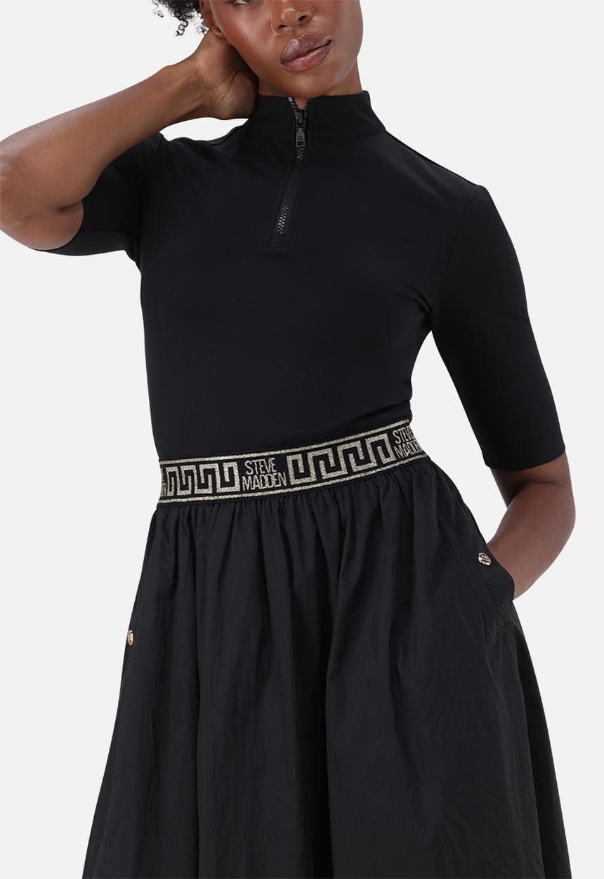 Steve Madden - Ladies india  fit & flare 1/4 zip midi dress - black