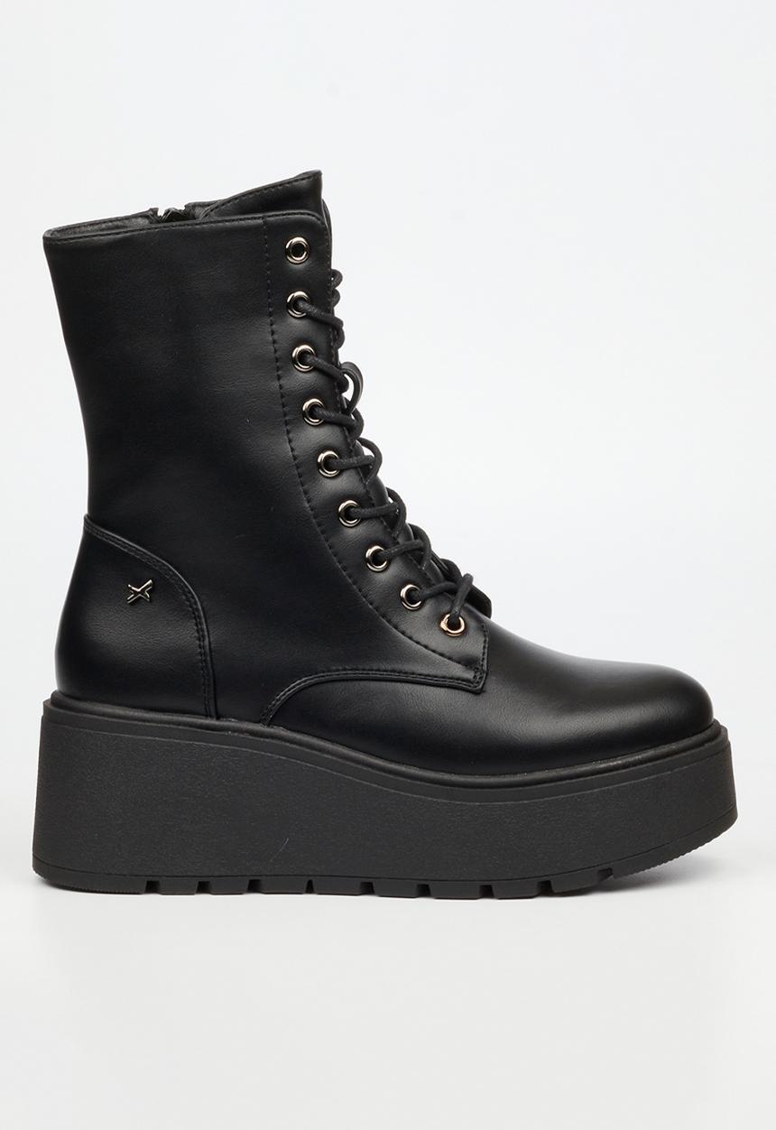 Rock & Co - Stigma 2 wedge lace up ankle boot - black