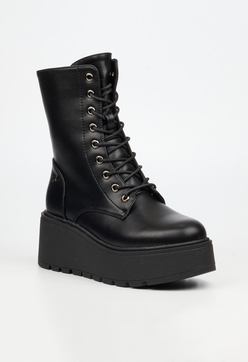 Rock & Co - Stigma 2 wedge lace up ankle boot - black