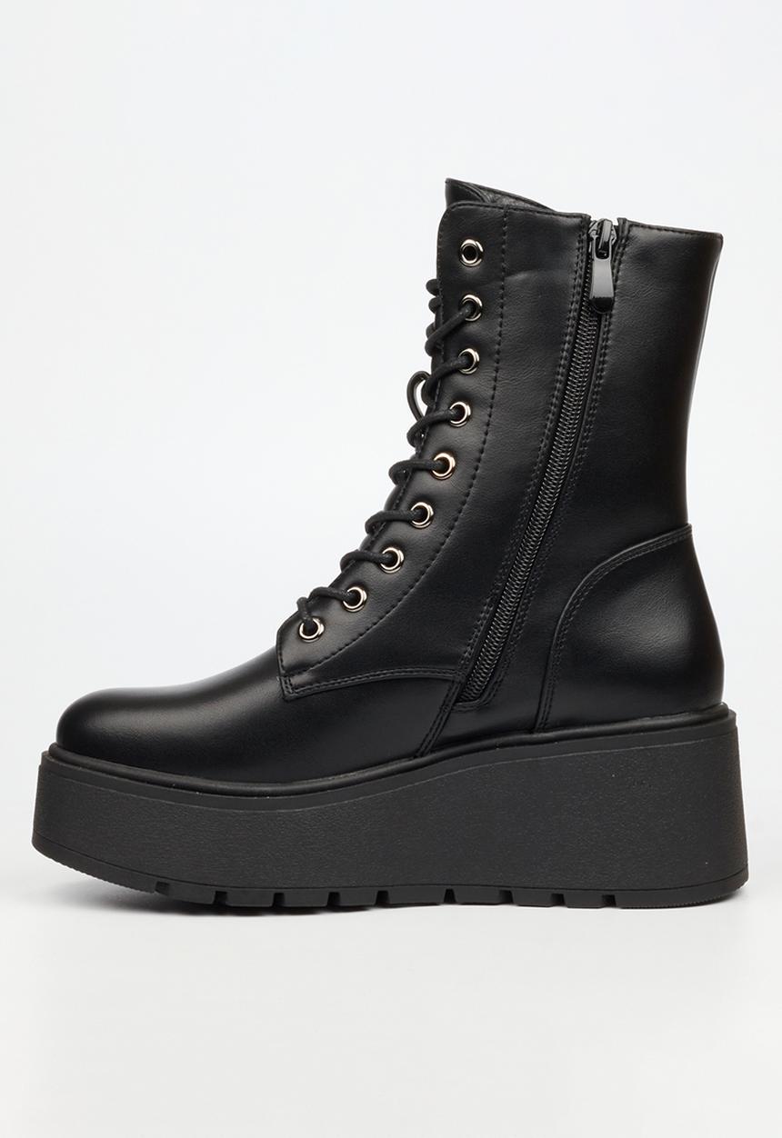 Rock & Co - Stigma 2 wedge lace up ankle boot - black