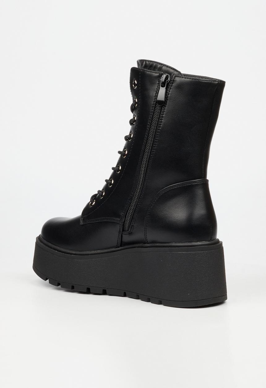 Rock & Co - Stigma 2 wedge lace up ankle boot - black