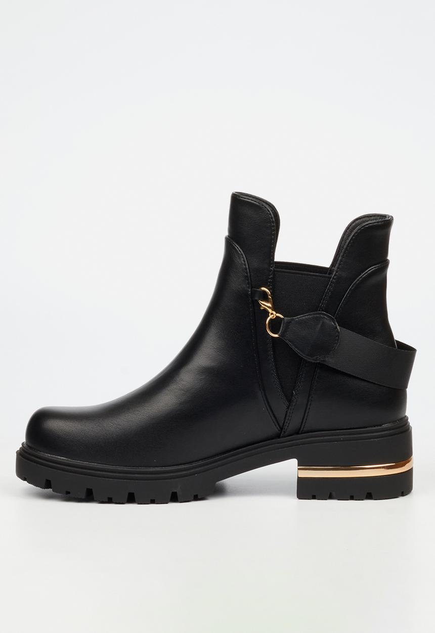 Miss Black - Vadar 5 back strap chunky ankle boot - black