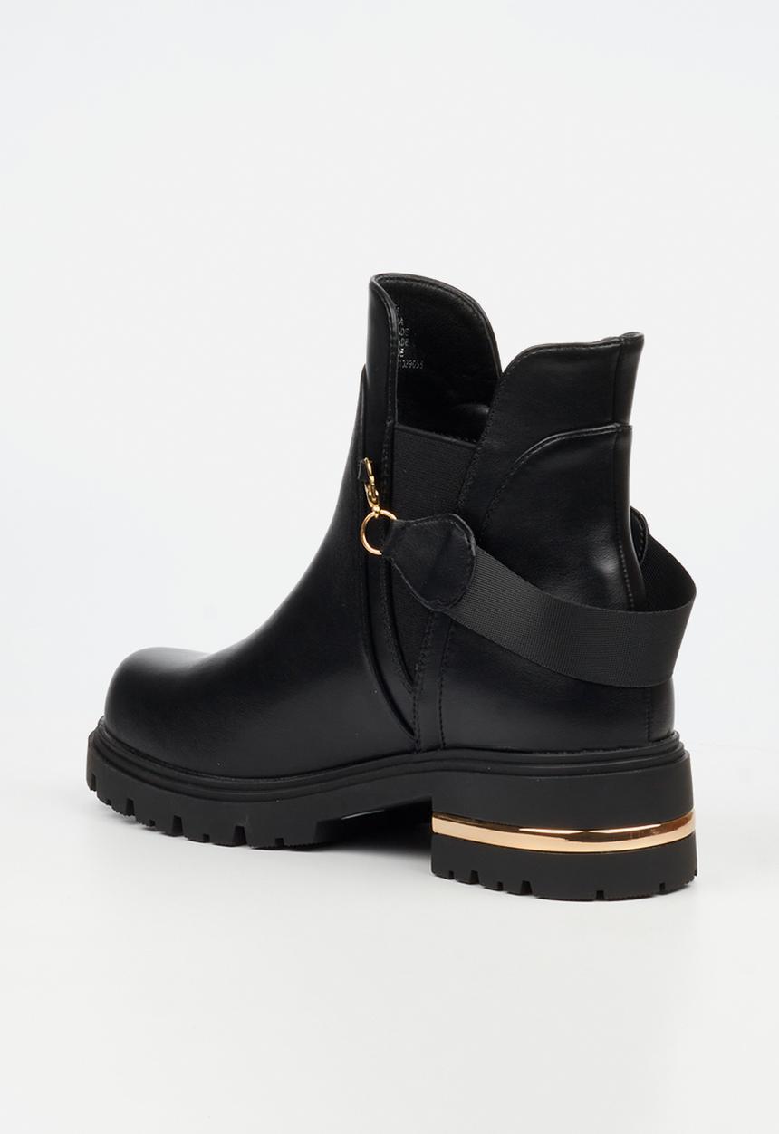 Miss Black - Vadar 5 back strap chunky ankle boot - black