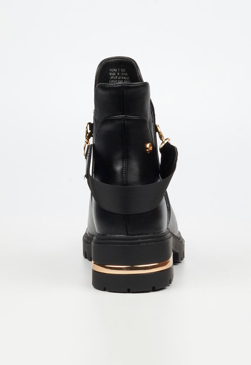 Miss Black - Vadar 5 back strap chunky ankle boot - black