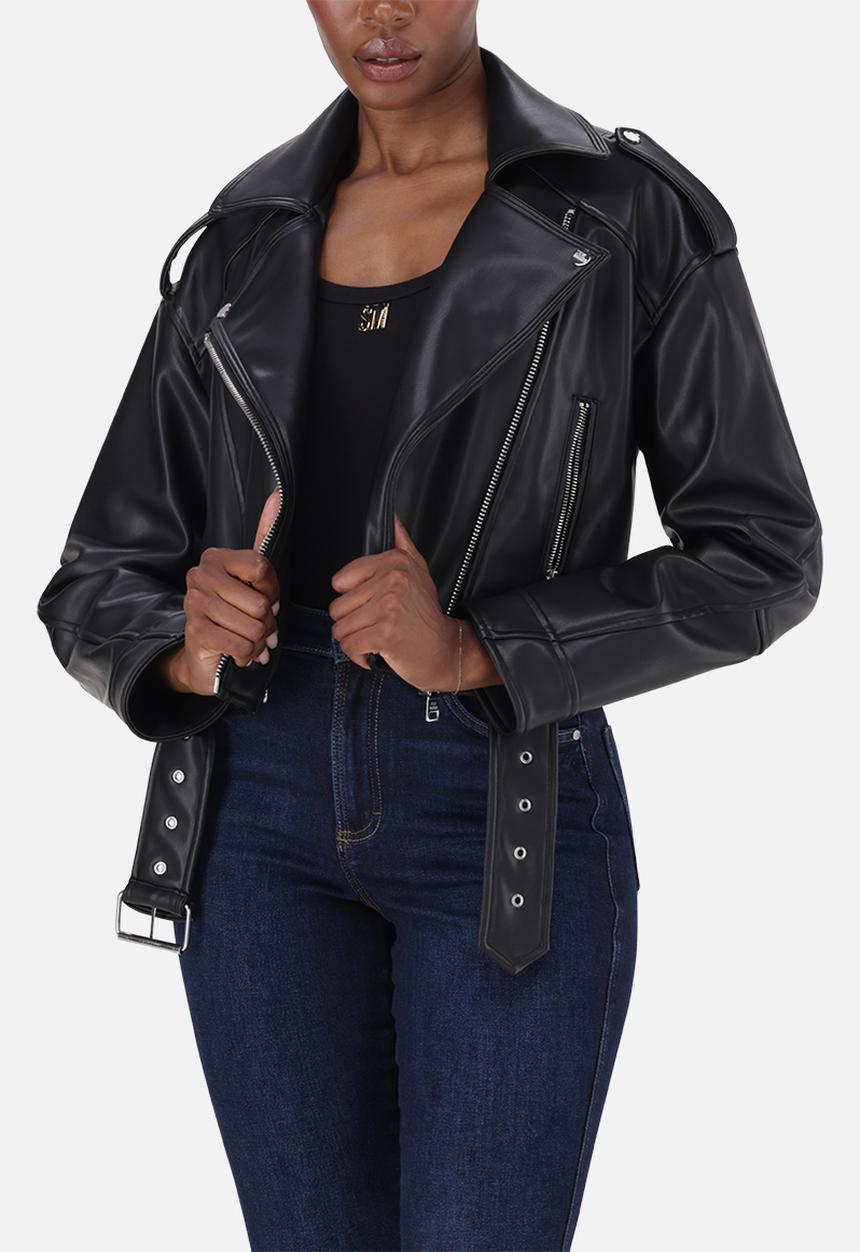 Steve Madden - Ladies laura vegan leather biker jacket - black
