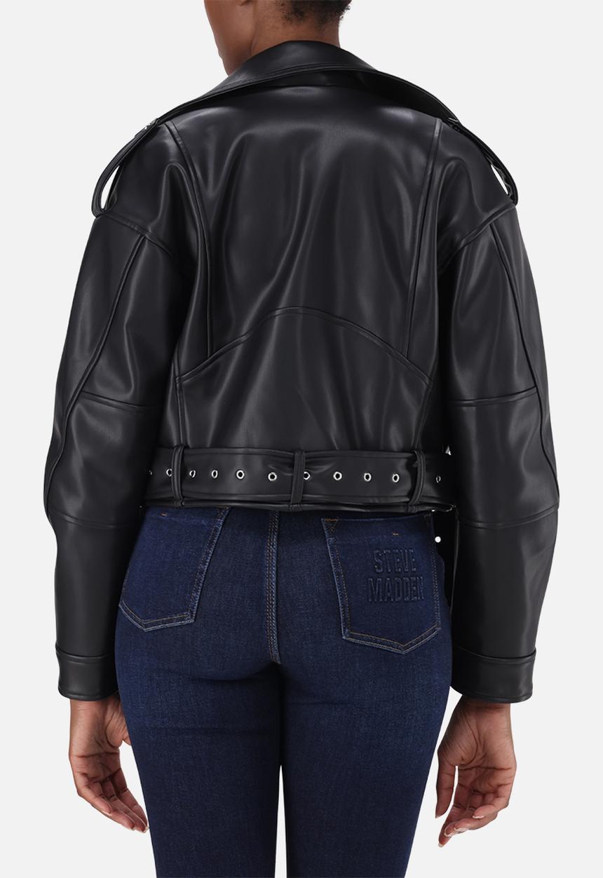 Steve Madden - Ladies laura vegan leather biker jacket - black