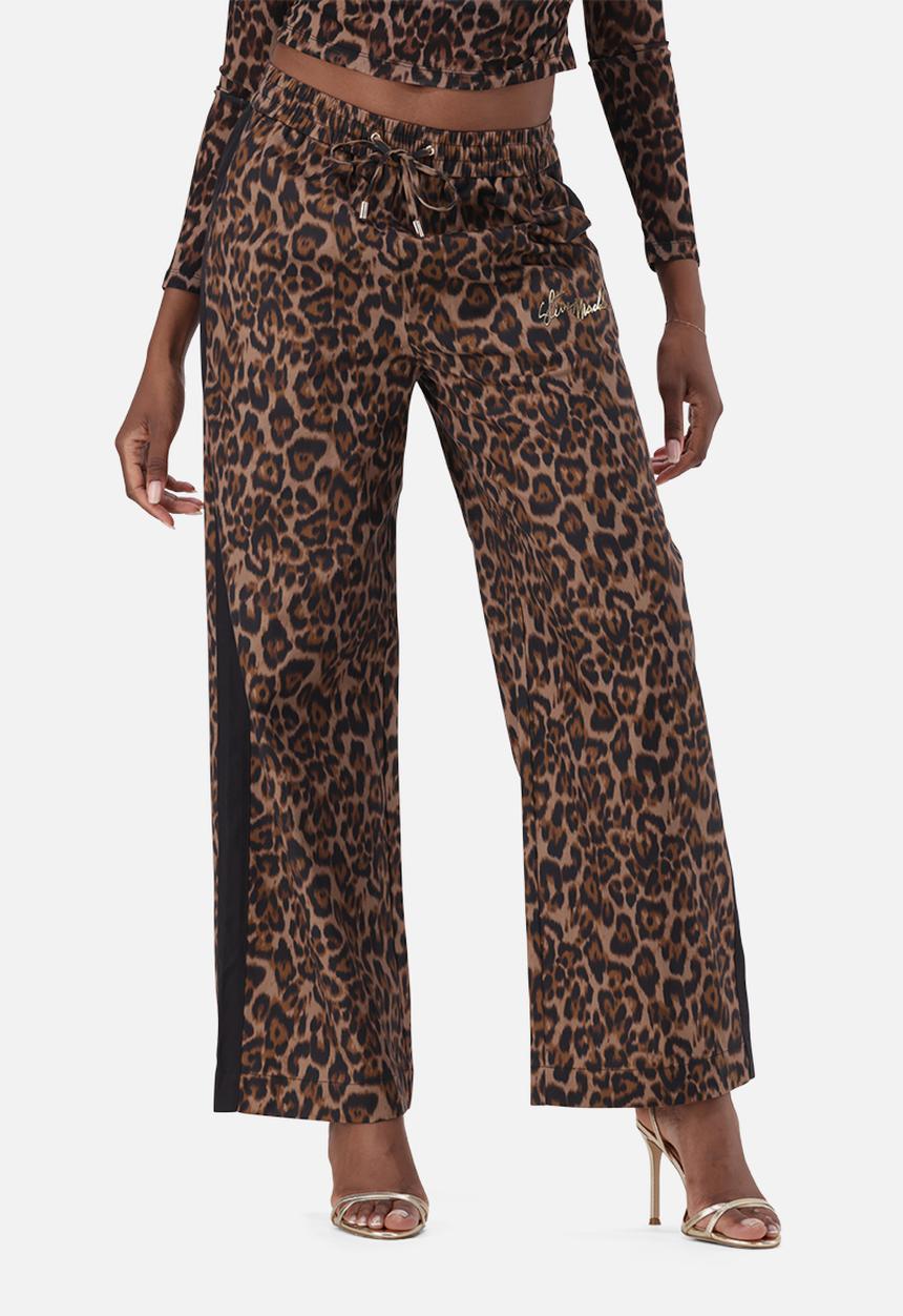 Ladies carol leopard print pant - brown/chocolate