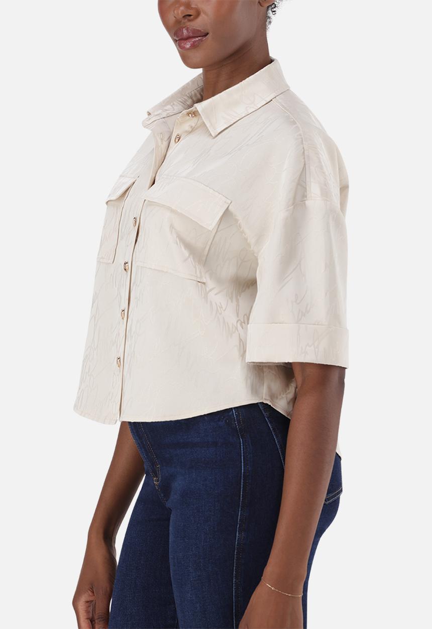 Steve Madden - Ladies aisha jacquard satin shirt - oat milk