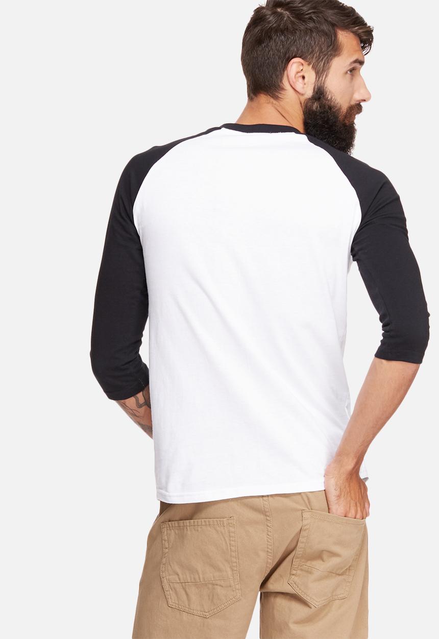 basicthread - 3/4 Graphic raglan tee - black & white 