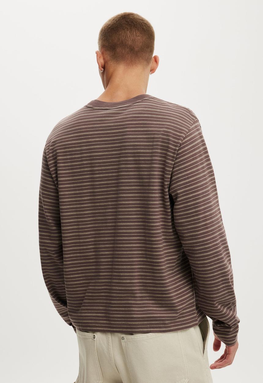 Cotton On - Cropped Fit Long Sleeve - Brown Stripe