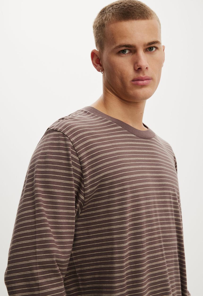 Cotton On - Cropped Fit Long Sleeve - Brown Stripe