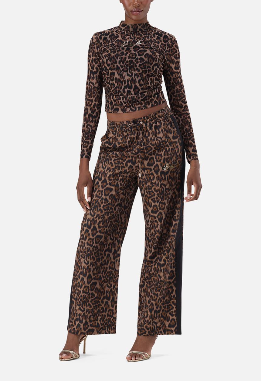 Steve Madden - Ladies alora leopard print mesh top - brown/chocolate