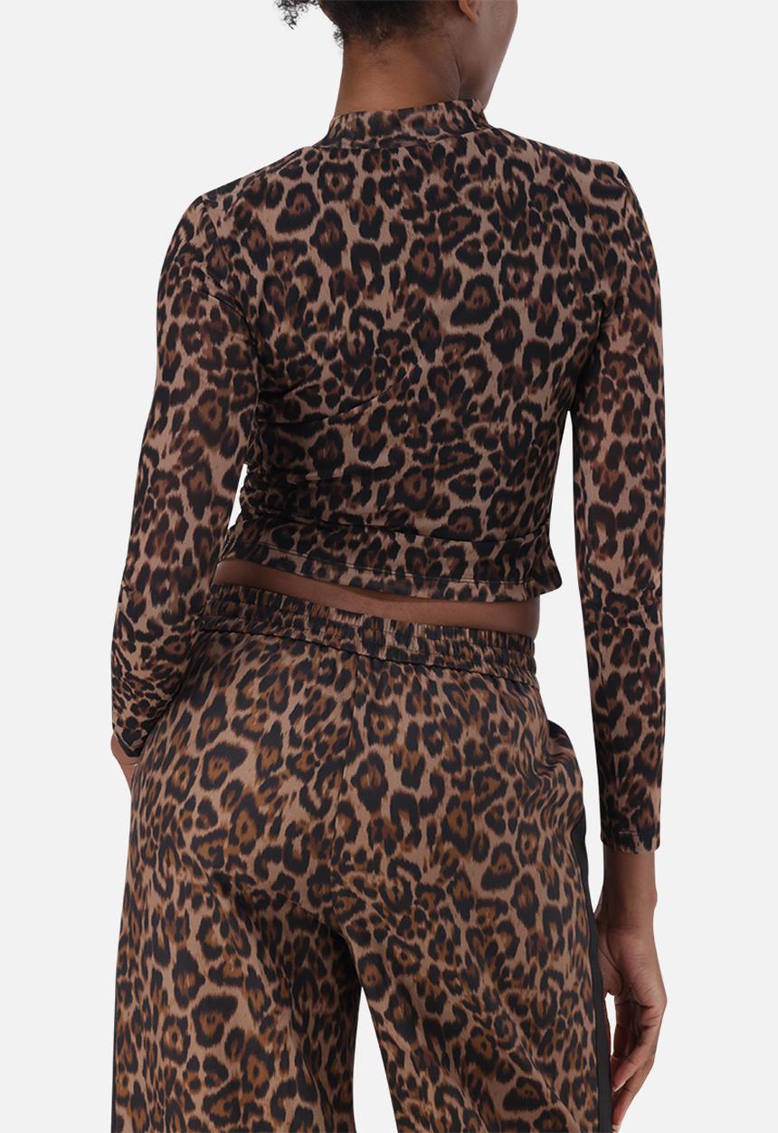 Steve Madden - Ladies alora leopard print mesh top - brown/chocolate