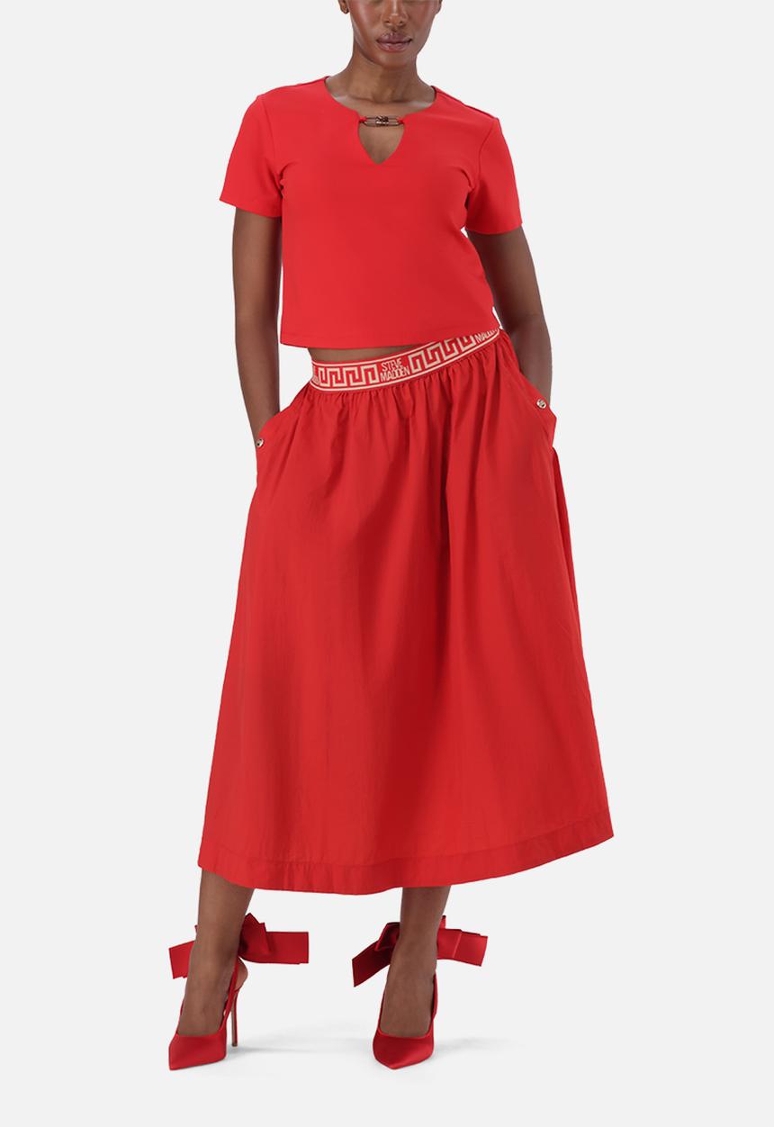 Steve Madden - Ladies hailey top with logo trim - red